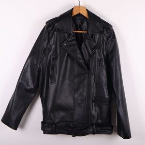 OAK + FORT Black Men's Biker Leather Jacket